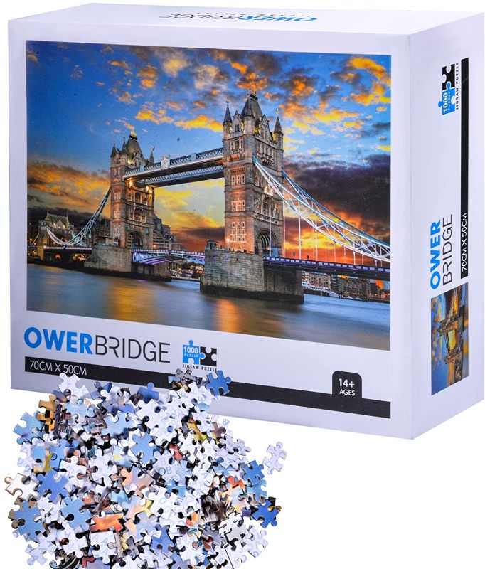 Photo 1 of Jigsaw Puzzle 1000 Pieces, Tower Bridge, CHIVENIDO Difficult Large Puzzle for Adults Teen and Kids, Educational Games, Used for Indoor Activities, Family Games, Toy Gifts (Tower Bridge)
