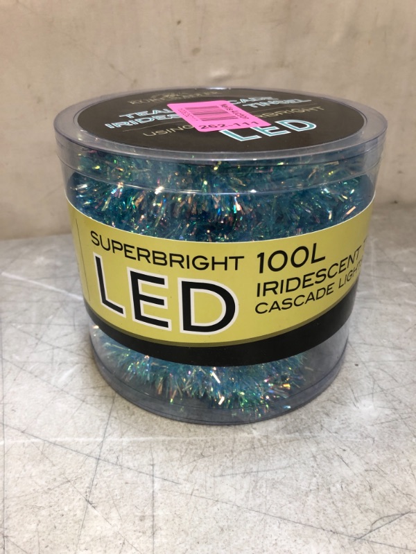 Photo 2 of Kurt S. Adler Kurt Adler 6.5-Foot Teal Iridescent Tinsel Cascade Novelty Light Set, Multi
