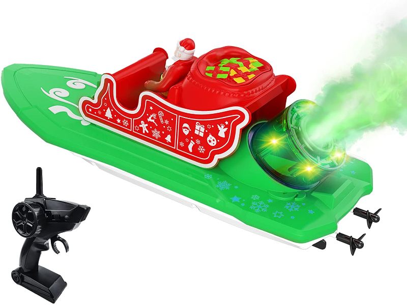 Photo 1 of IOKUKI RC Boats for Kids & Adults with Mist Spray - Remote Control Boat for Pools & Lakes with Dual Motors / Low Battery Prompt, Great Christmas Pool Toy Gift for Boys & Girls - Green
