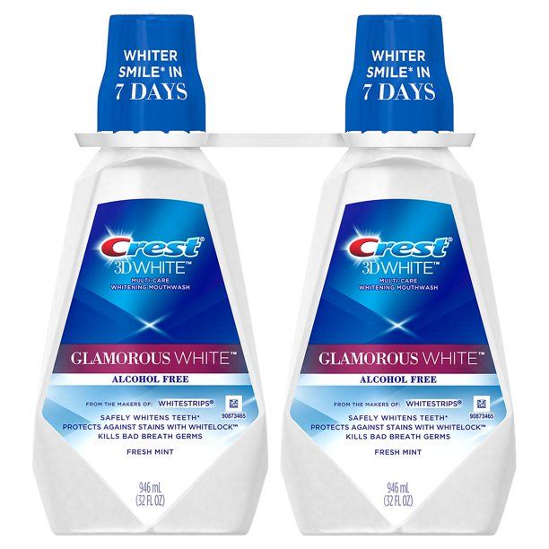 Photo 1 of  Crest 3D White Glamorous White Alcohol Free Multi-Care Whitening Mouthwash, Fr 2 pack 