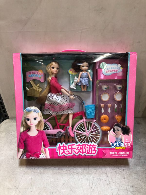 Photo 1 of Doll with Bicycle and Baby, Lets Go Outing Doll Play Set