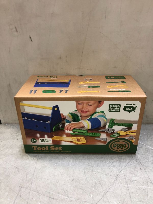 Photo 1 of Green Toys Tool Set, Blue - 15 Piece Pretend Play, Motor Skills, Language & Communication Kids Role Play Toy. No BPA, phthalates, PVC. Dishwasher Safe, Recycled Plastic, Made in USA.
