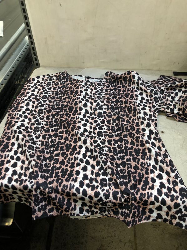Photo 1 of bell sleeve crewneck blouse leopard  size m 
