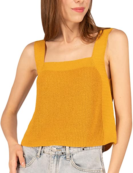 Photo 1 of Senxcover Women's Casual Summer Knitted Crop Tank Camisole Wide Strap Sleeveless Basic Top size m 