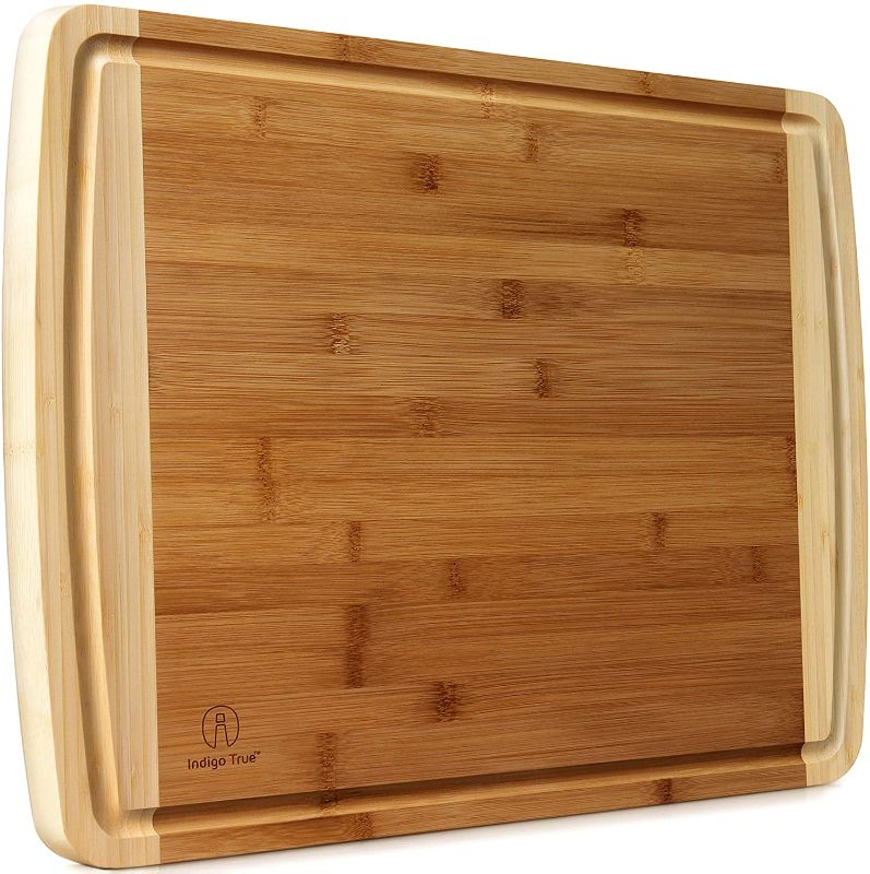 Photo 1 of Bamboo Cutting Board with Juice Groove - Chopping Board - Extra Large Wooden Cutting Boards for Kitchen 17.5"x13.5"
