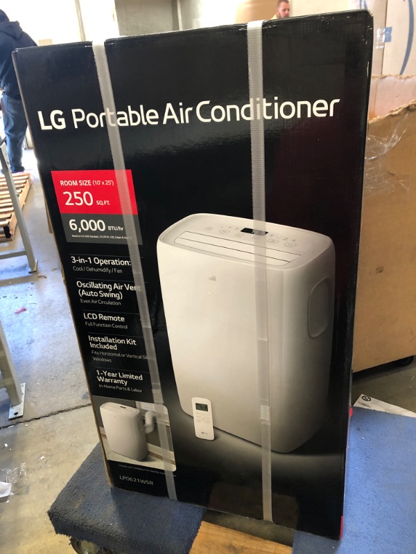 Photo 3 of 6,000 BTU (DOE) 115-Volt Portable Air Conditioner with Dehumidifier Function and LCD Remote in White
brand new sealed