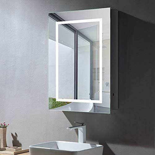 Photo 1 of 20" x 27" LED Lighted Bathroom Medicine Cabinet, Illuminated Wall Mount Aluminum Mirror Cabinet