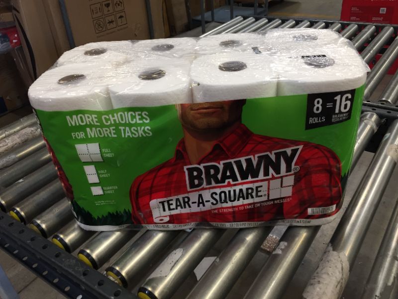 Photo 2 of Brawny Tear-A-Square Paper Towels, 8 Double Rolls = 16 Regular Rolls, 3 Sheet Size Options, Quarter Size Sheets
8 Count (Pack of 1)