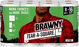 Photo 1 of Brawny Tear-A-Square Paper Towels, 8 Double Rolls = 16 Regular Rolls, 3 Sheet Size Options, Quarter Size Sheets
8 Count (Pack of 1)