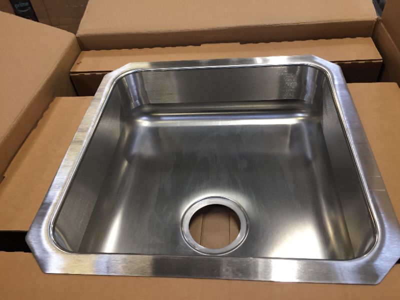 Photo 2 of Elkay Lustertone Classic ELUHAD161655 Single Bowl Undermount Stainless Steel ADA Sink 18-1/2" X 18-1/2" X 5-3/8" Min. Cabinet Size: 24"