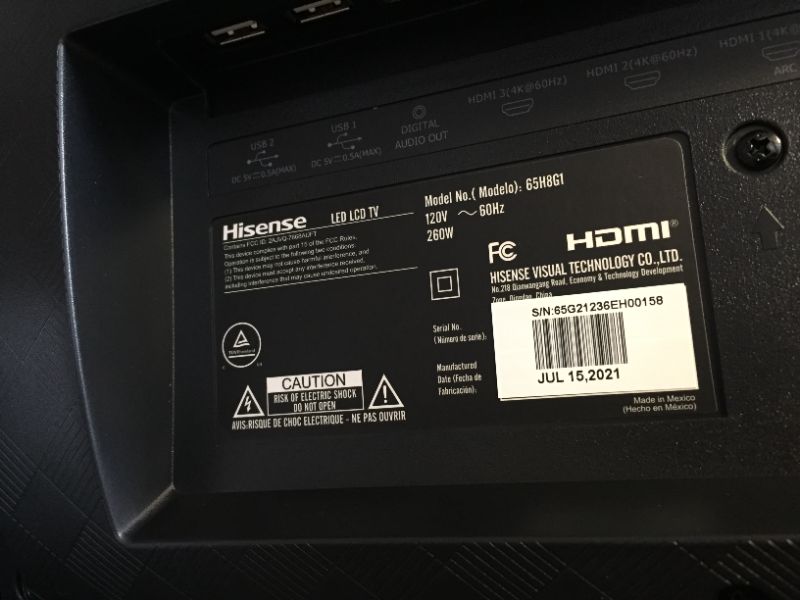 Photo 1 of Hisense 65-Inch Class H8 Quantum Series Android 4K ULED Smart TV with Voice Remote (65H8G, 2020 Model)