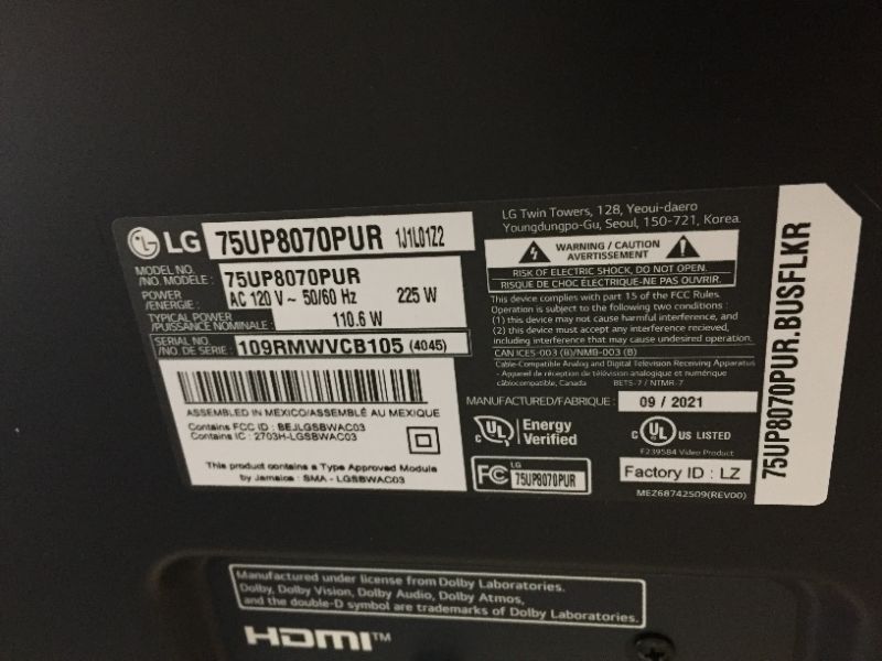 Photo 7 of LG 75UP8070PUR Alexa Built-In 75" 4K Smart UHD TV (2021)