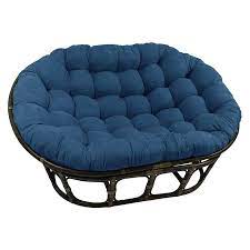 Photo 1 of Blazing Needles Solid Microsuede Double Papasan Chair Cushion, 48" x 6" x 65", Indigo
