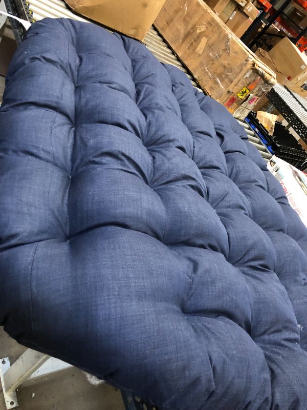 Photo 3 of Blazing Needles Solid Microsuede Double Papasan Chair Cushion, 48" x 6" x 65", Indigo
