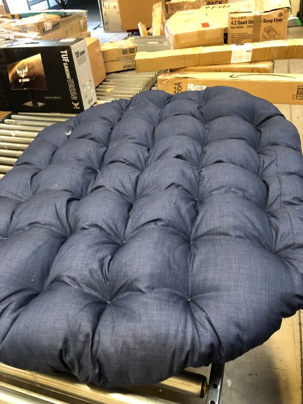 Photo 2 of Blazing Needles Solid Microsuede Double Papasan Chair Cushion, 48" x 6" x 65", Indigo
