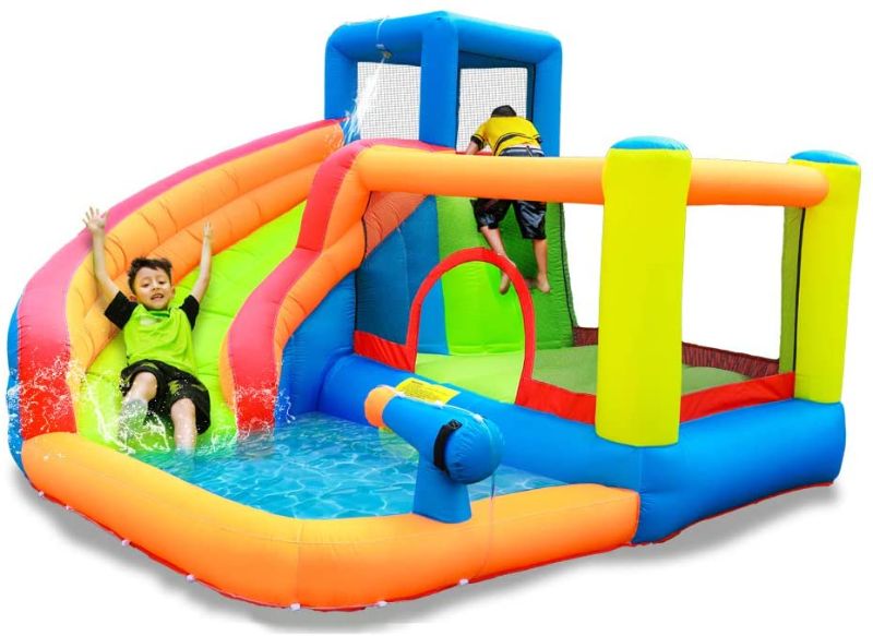 Photo 1 of doctor dolphin Inflatable Bounce House Water Slide Bouncy House Water Park Combo for Kids Outdoor Party with Air Blower
