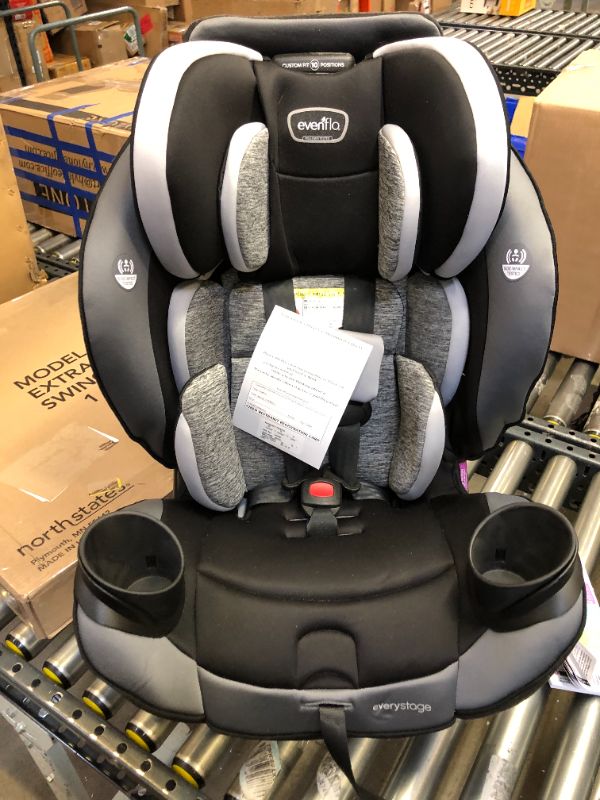 Photo 1 of Evenflo EveryStage DLX All-In-One Convertible Car Seat for Infants & Toddlers, Rear Facing, Forward Facing, Canyons Gray
