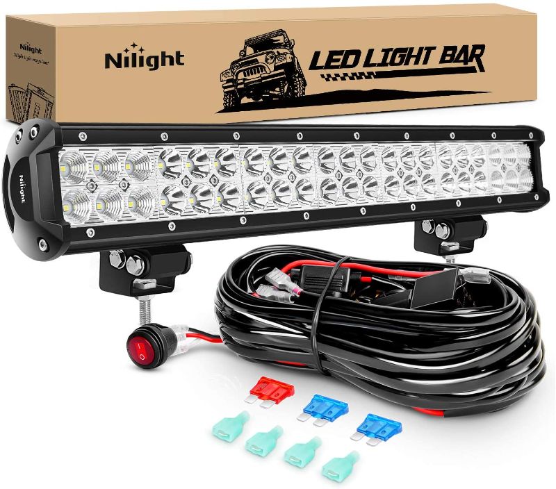 Photo 2 of Nilight 20 Inch 126W Spot Flood Combo Led Light Bar LED Work Light Off Road Lights Driving Lights With Off Road Wiring Harness, 2 Years Warranty