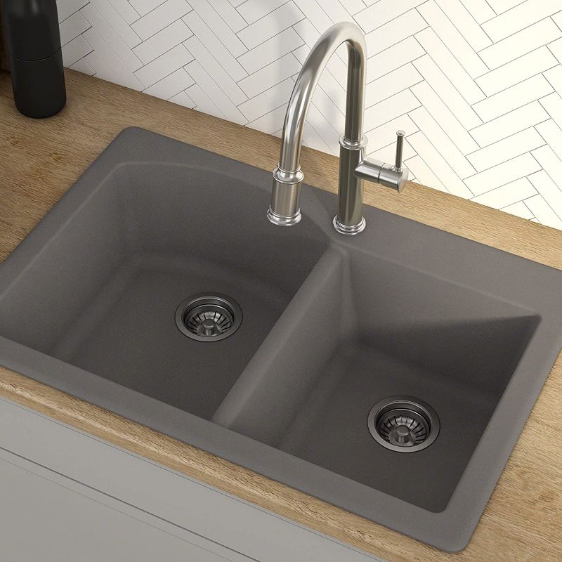 Photo 1 of Kraus Forteza 33" Drop-In/Undermount Granite 60/40 Double Bowl Kitchen Sink - Grey (KGD-50GREY)
