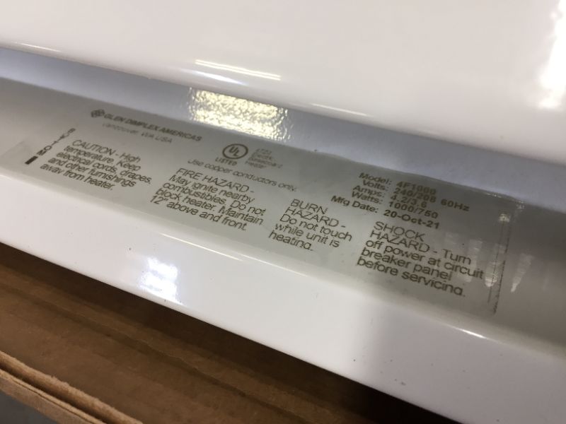 Photo 2 of 48" F Series Electric Baseboard Heater, 1000 Watt, 240V (White)
