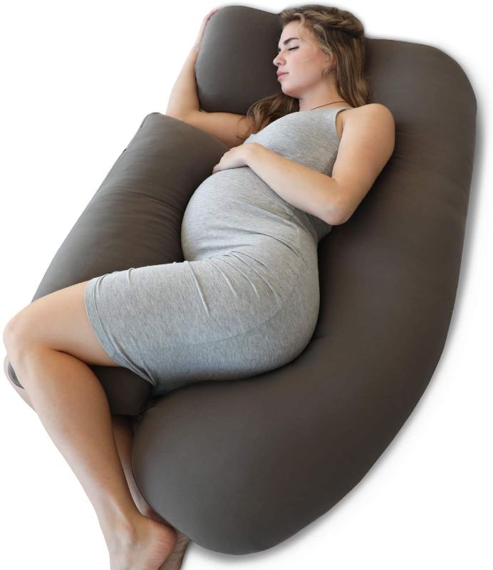 Photo 1 of PharMeDoc Pregnancy Pillow, U-Shape Cooling Cover - Olive Green with Detachable Side - Support for Back, Hips, Legs, Belly for Pregnant Women
