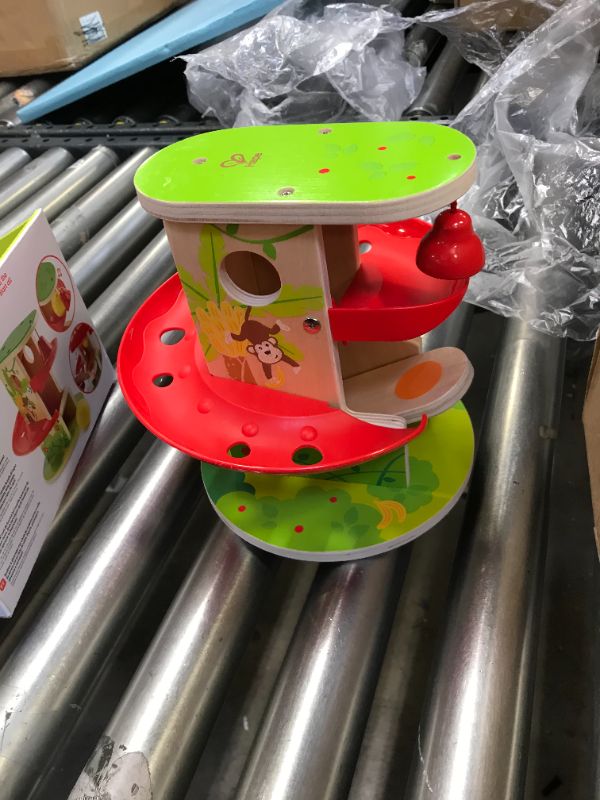 Photo 2 of Hape Jungle Press and Slide | Kids Toy with Bell and Wooden Ball, Jungle Themed Lever Operated Toddler’s Game, E0508 Multicolor, L: 6.9, W: 6.9, H: 7.7 inch
