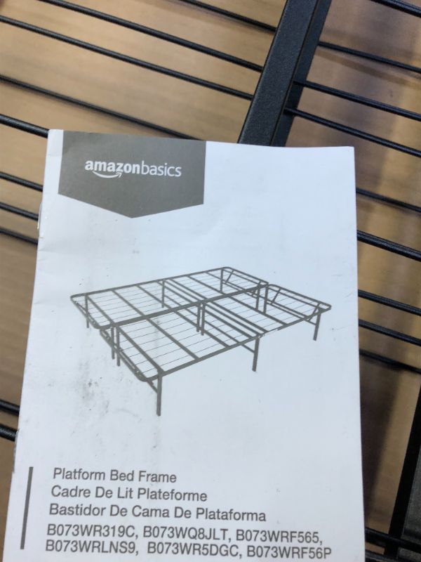 Photo 3 of AmazonBasics Foldable, 14" Metal Platform Bed Frame with Tool-Free ASSEMBLY, No Box Spring Needed - Queen