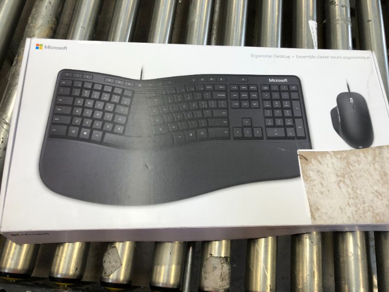 Photo 2 of Microsoft Ergonomic Desktop - Black - Wired, Comfortable, Ergonomic Keyboard and Mouse Combo, with Cushioned Wrist and Palm Support. Split Keyboard. Dedicated Office Key.
