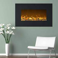 Photo 1 of 33 in. Electric Fireplace Color Changing Wall Mount Floor Stand in Black
