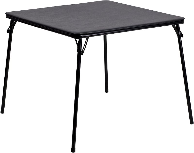 Photo 1 of Flash Furniture Folding Card Table - Black Foldable Card Table Square - Portable Table with Collapsible Legs
