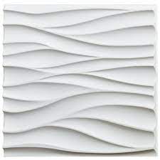 Photo 1 of 19.7 in. x 19.7 in. White PVC 3D Wall Panels Wave Wall Design (12-Pack)
