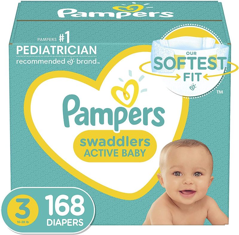 Photo 1 of Diapers Size 3, 168 Count - Pampers Swaddlers Disposable Baby Diapers, ONE MONTH SUPPLY (Packaging May Vary)
