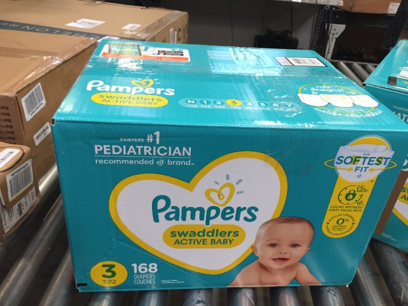 Photo 3 of Diapers Size 3, 168 Count - Pampers Swaddlers Disposable Baby Diapers, ONE MONTH SUPPLY (Packaging May Vary)
