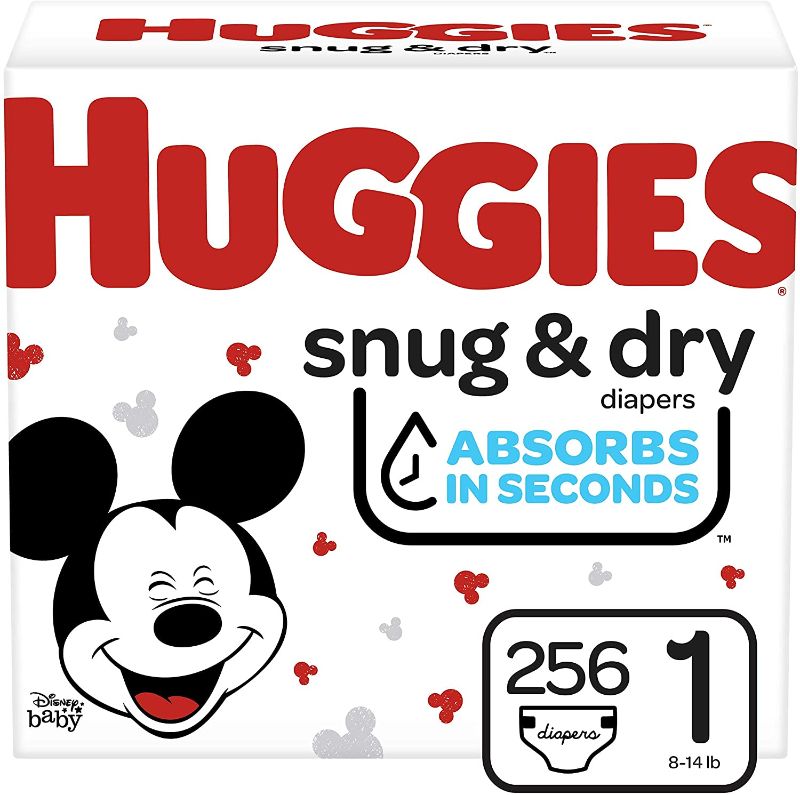 Photo 1 of Huggies Snug & Dry Baby Diapers, Size 1, 256 Ct, One Month Supply
