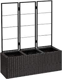 Photo 1 of Amazon Basics Compact Wicker Planter with Trellis - Brown, 27.5 x 9.64 x 33.07in