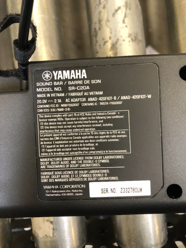 Photo 1 of YAMAHA SR-C20A Compact Sound Bar with Built-in Subwoofer and Bluetooth