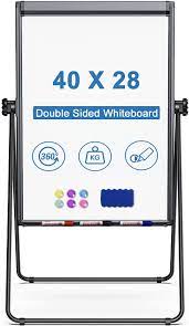 Photo 1 of Double Sided White Board with Stands, Magnetic Whiteboard 40 x 28 inch Easel Stand, Height Adjustable Portable Dry Erase Board with 6 Magnets, 3 Markers, 1 Eraser for Home Office Teaching