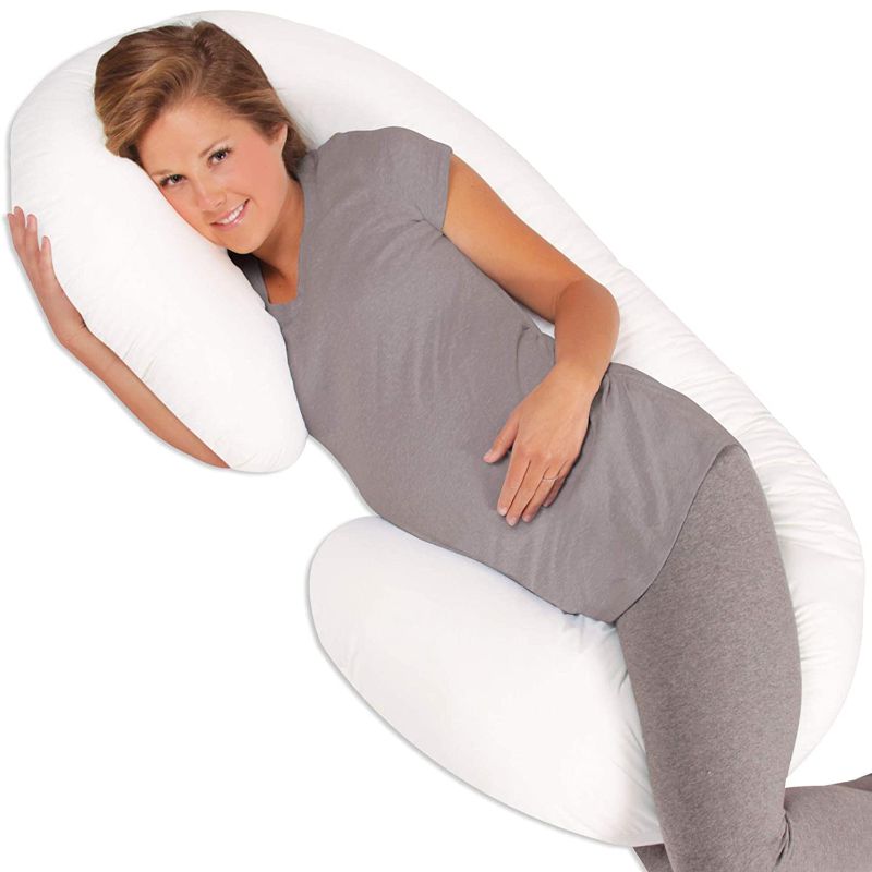 Photo 1 of Leachco Snoogle Chic Supreme Pregnancy/Maternity Pillow with 100% Sateen Cotton Cover in Soothing White
