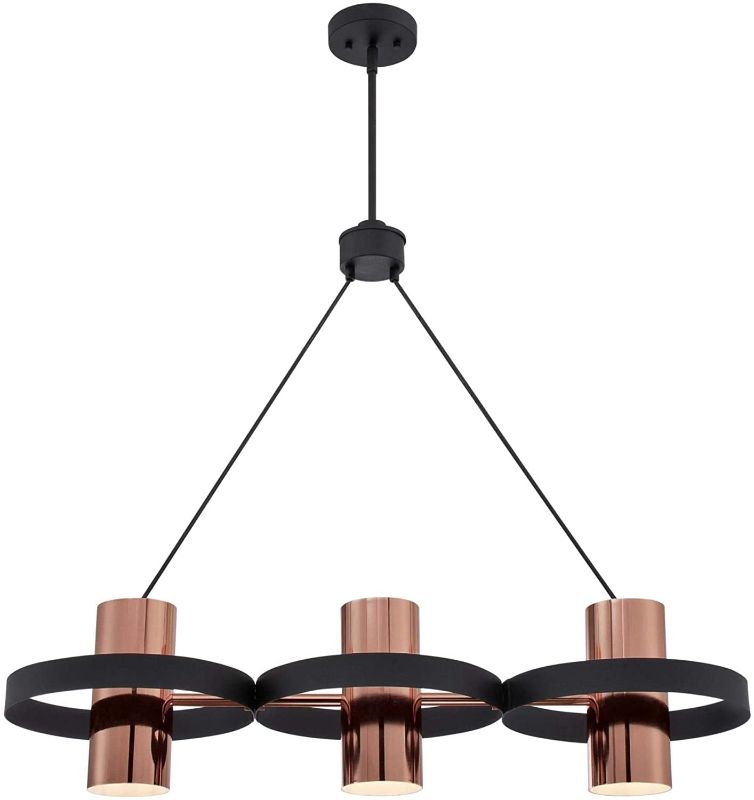 Photo 1 of Westinghouse Lighting 6368900 Ariana Indoor, Matte Black Finish with Copper Shades Three-Light Chandelier, One Size, Two Tone
