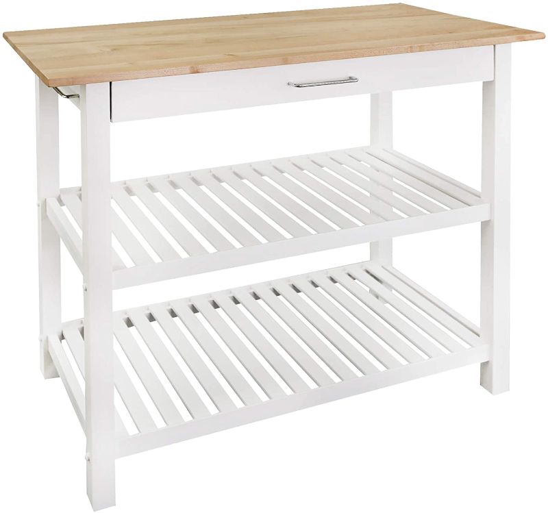 Photo 1 of Casual Home Kitchen Island with Solid American Hardwood Top, Natural/White, 40" W (373-91)
