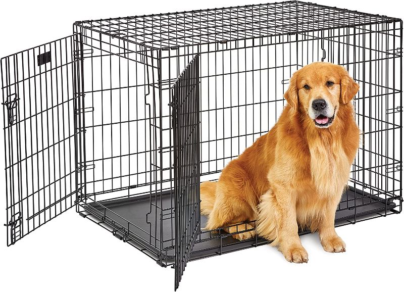 Photo 1 of MidWest Homes Dog Crate Extra Large Double Door Folding Dog Cage Pet Crate w/Divider&Tray,42"
