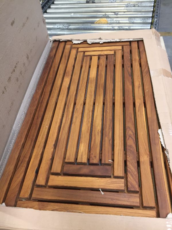 Photo 2 of Bare Decor Oiled Finish Solid Teak Wood Giza Shower, Spa, Door Mat