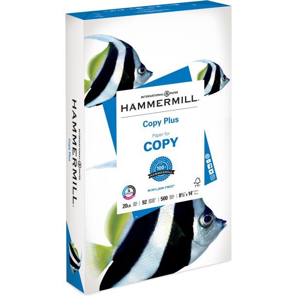 Photo 1 of Hammermill Copy Plus Print Paper, 92 Bright, 8.5" x 14", White, 500 Sheets Per Ream, 10 Reams Per Carton - HAM105015CT
