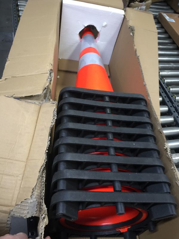 Photo 3 of (8 Cones) BESEA 28” inch Orange PVC Traffic Cones, Black Base Construction Road Parking Cone Structurally Stable Wearproof (28" Height)
