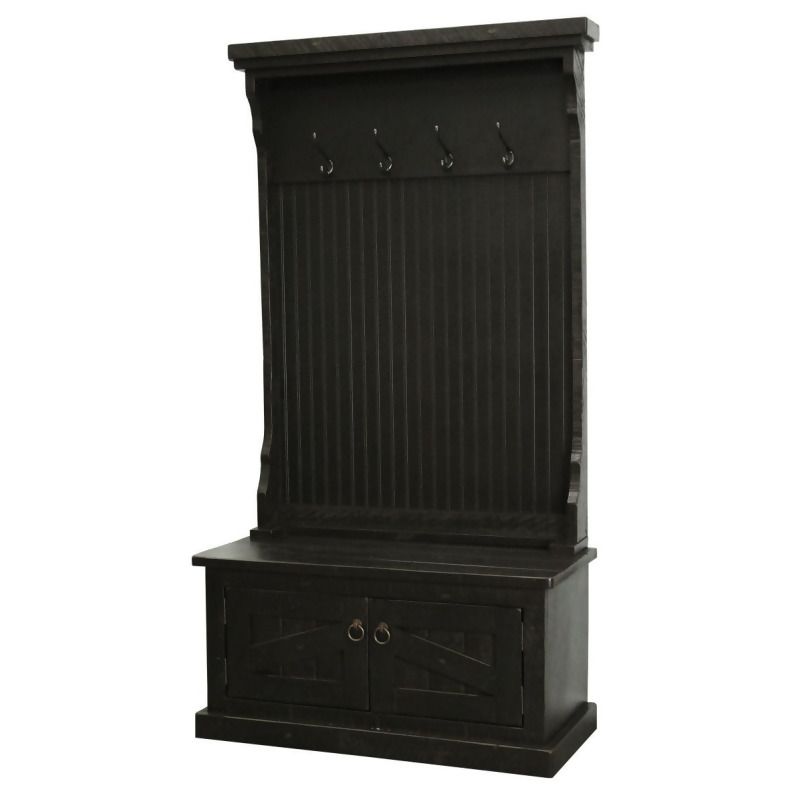 Photo 1 of American Heartland 30715RBK Rustic Hall Tree Top & Plain Base with 17 in. Storage Bench, Rustic Antique Black
