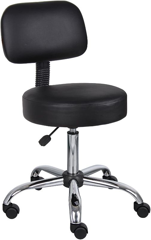 Photo 1 of Boss Office Products Be Well Medical Spa Stool with Back in Black
