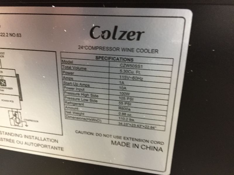 Photo 1 of 51 Bottle Built-in Wine Cooler Fridge, 24 inch Wide
