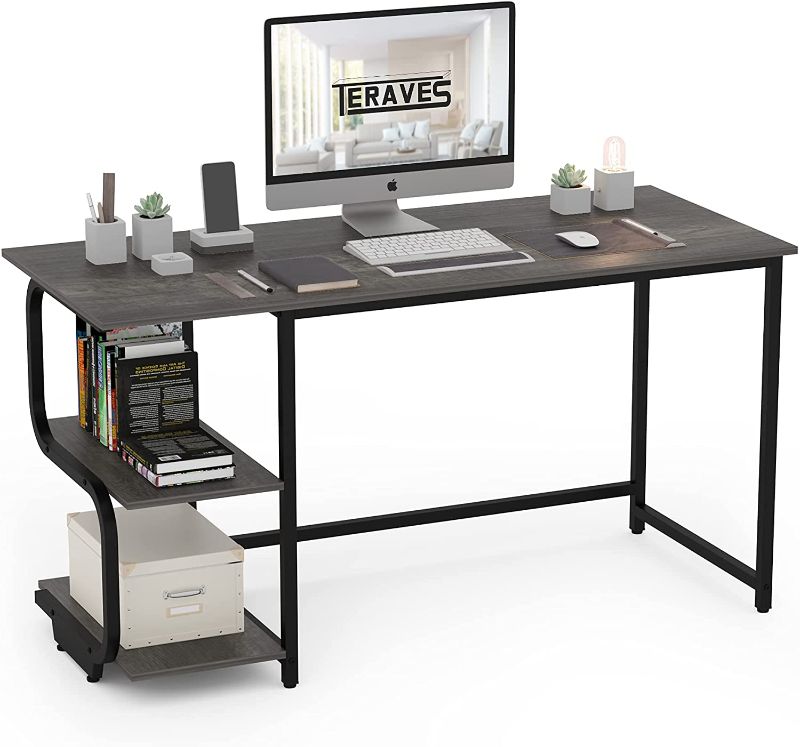 Photo 1 of Teraves Reversible Computer Desk for Small Spaces with Shelves,47 inch Gaming Desk Office Desk for Home Office
