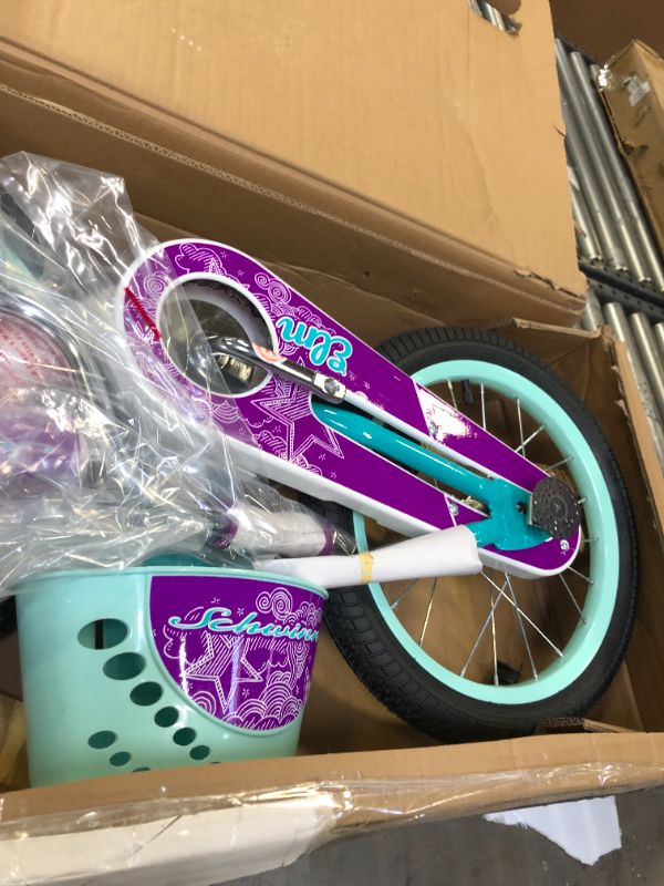 Photo 2 of Schwinn Elm Girls Bike for Toddlers and Kids,16 inch wheels for Ages 2 Years and Up, Pink, Purple or Teal, Balance or Training Wheels, Adjustable Seat
