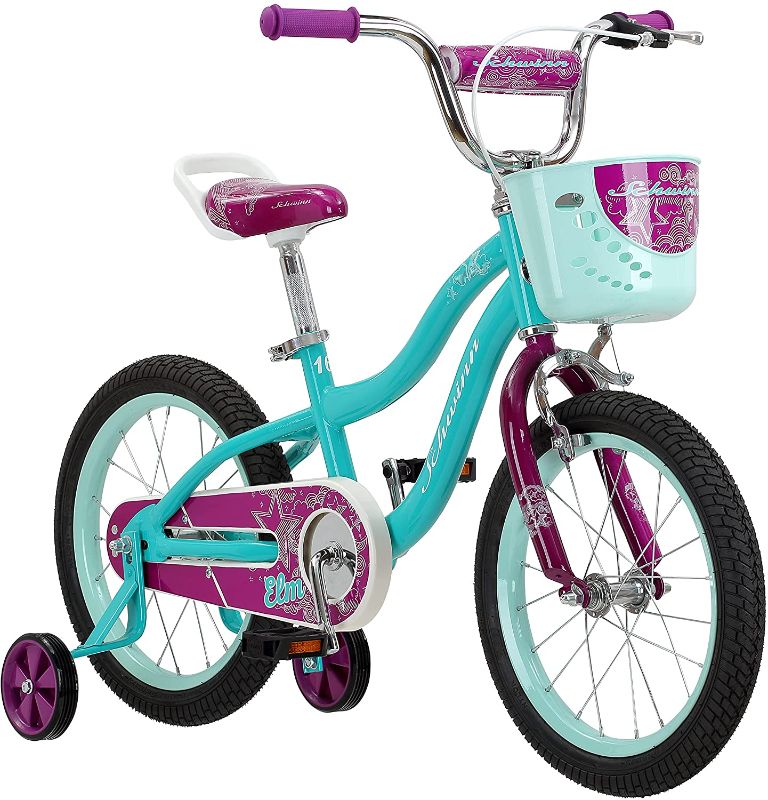 Photo 1 of Schwinn Elm Girls Bike for Toddlers and Kids,16 inch wheels for Ages 2 Years and Up, Pink, Purple or Teal, Balance or Training Wheels, Adjustable Seat
